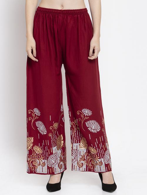 red florals straight palazzo - 16971289 - Standard Image - 0