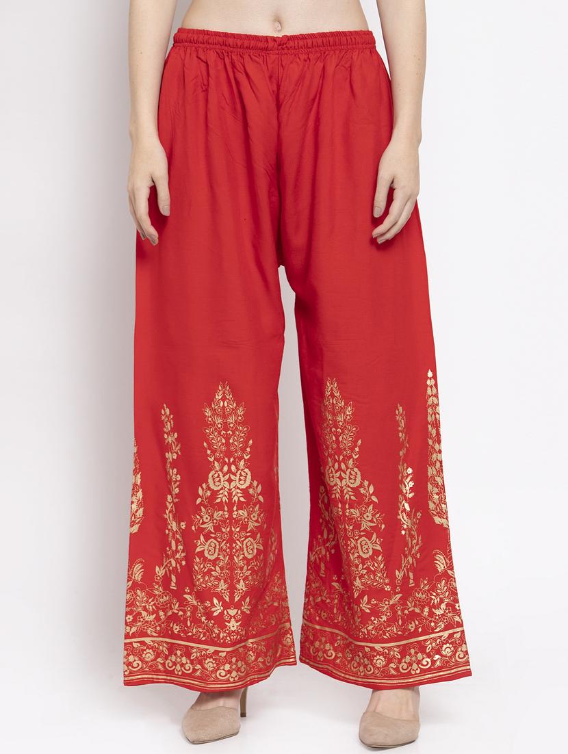 red foil print straight palazzo  - 16971295 -  Zoom Image - 0