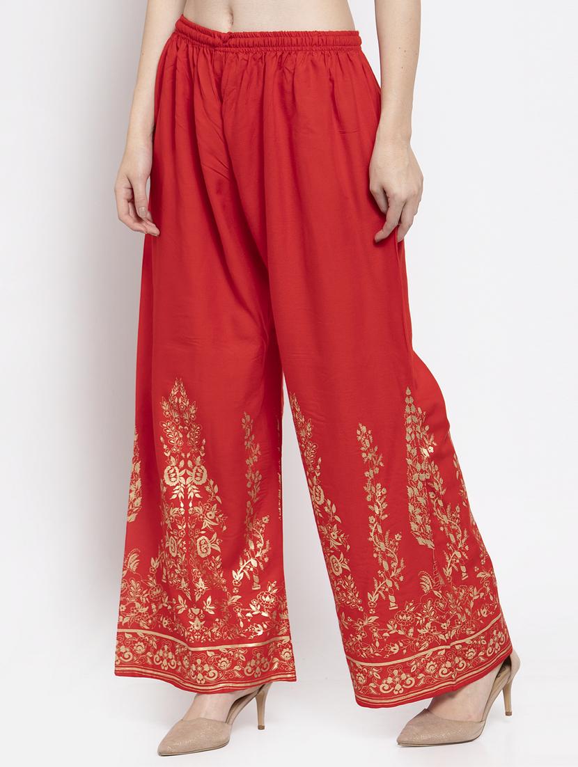 red foil print straight palazzo  - 16971295 -  Standard Image - 1
