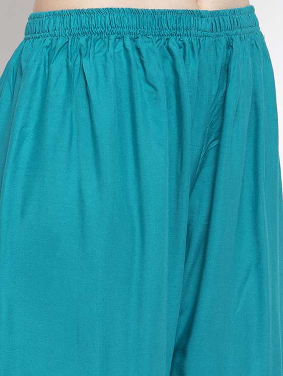 green printed straight palazzo  - 16971301 -  Standard Image - 4