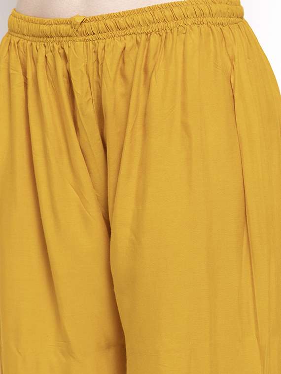 yellow floral print straight palazzo - 16971303 - Standard Image - 4