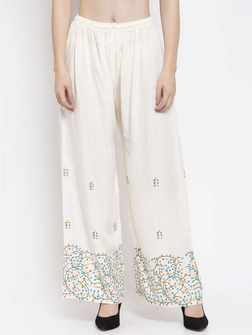 printed hem straight palazzo 