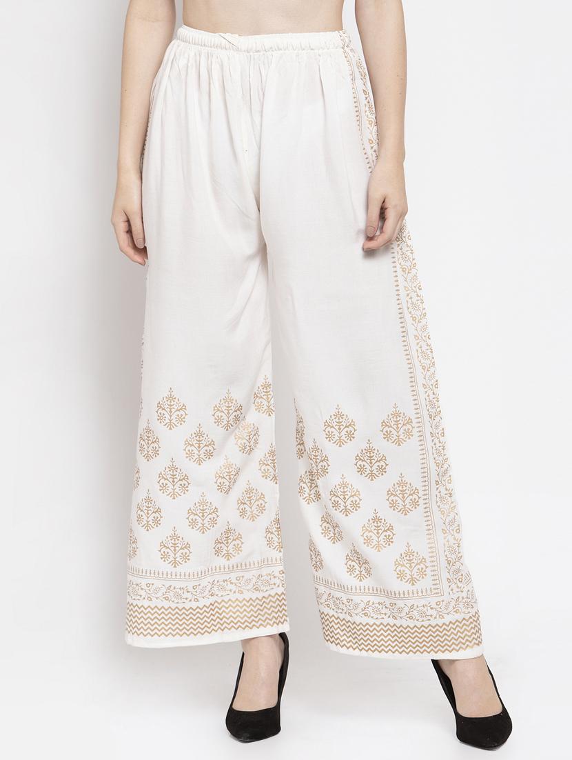 printed detail flared palazzo - 16971321 -  Zoom Image - 0