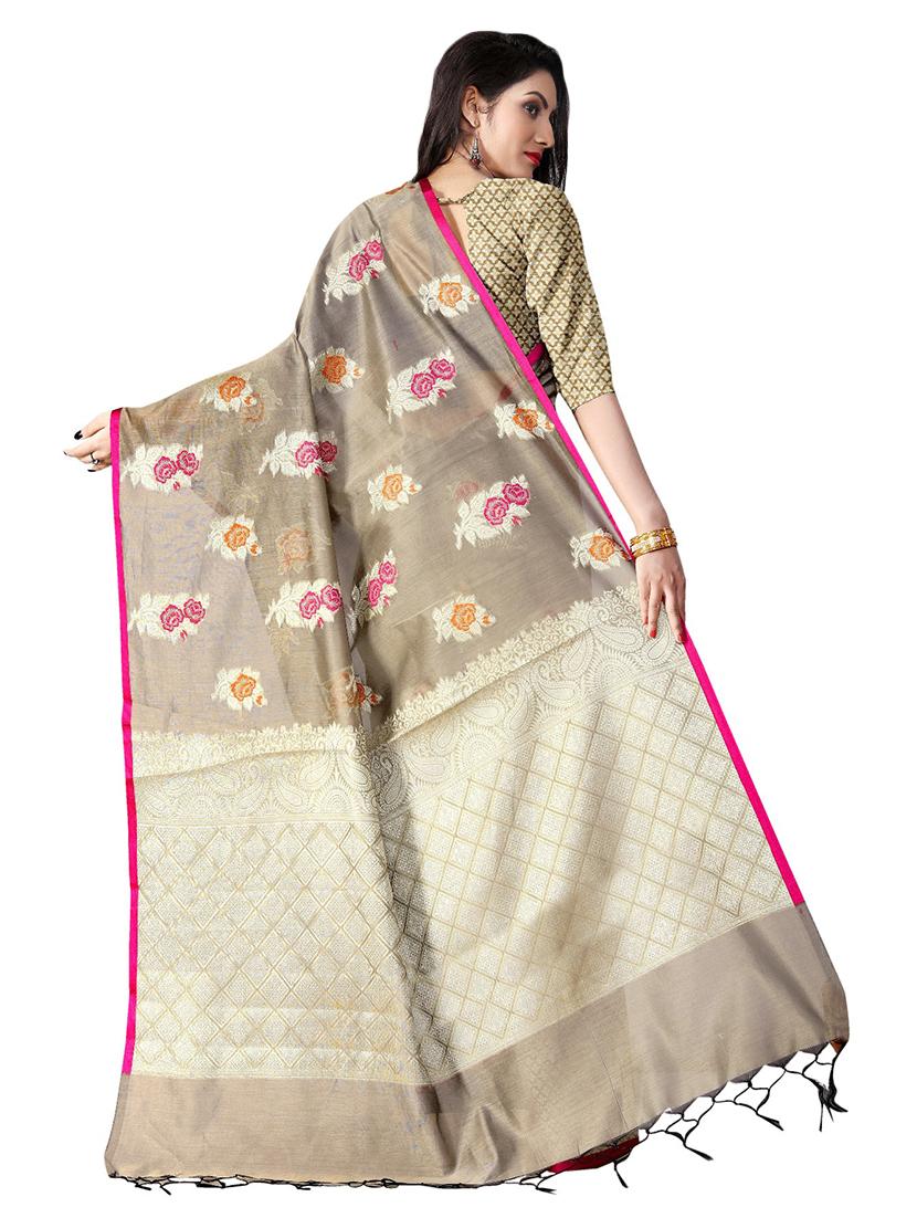 floral banarasi saree with blouse - 16972405 - Standard Image - 1