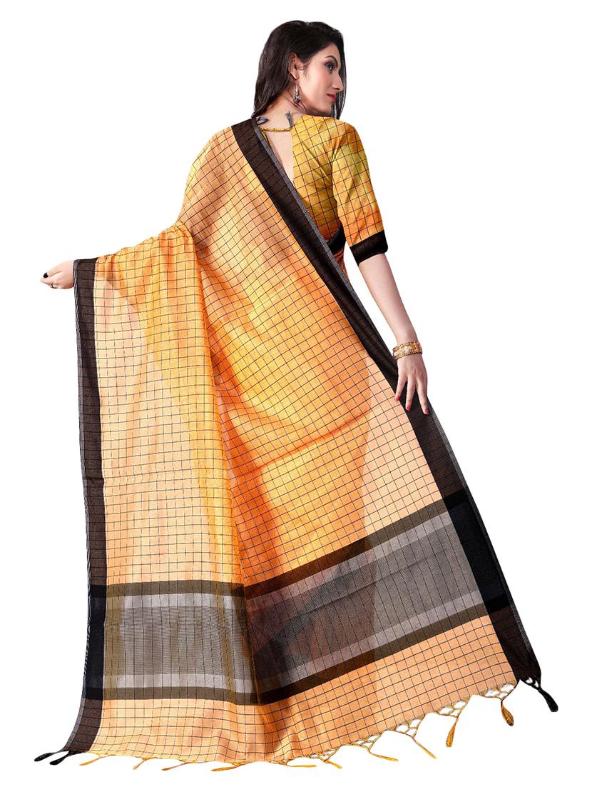 checkered chanderi saree with blouse - 16972409 - Standard Image - 1