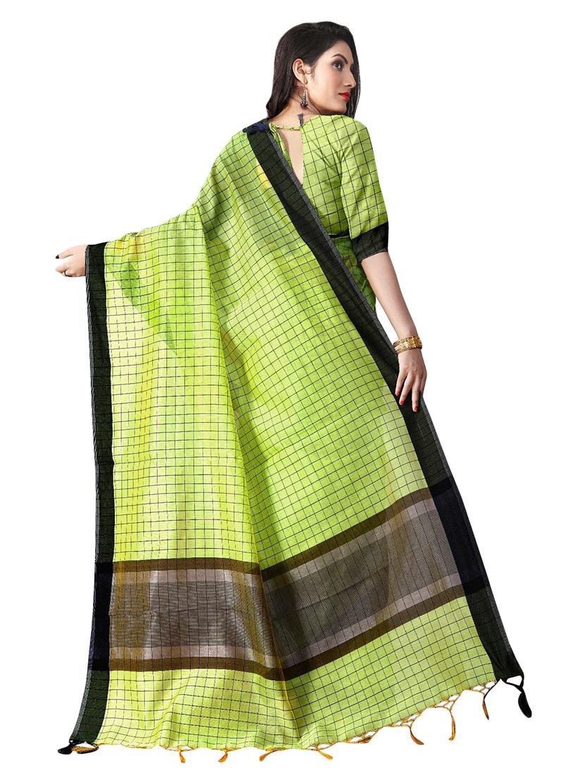 checkered chanderi saree with blouse - 16972410 -  Standard Image - 1