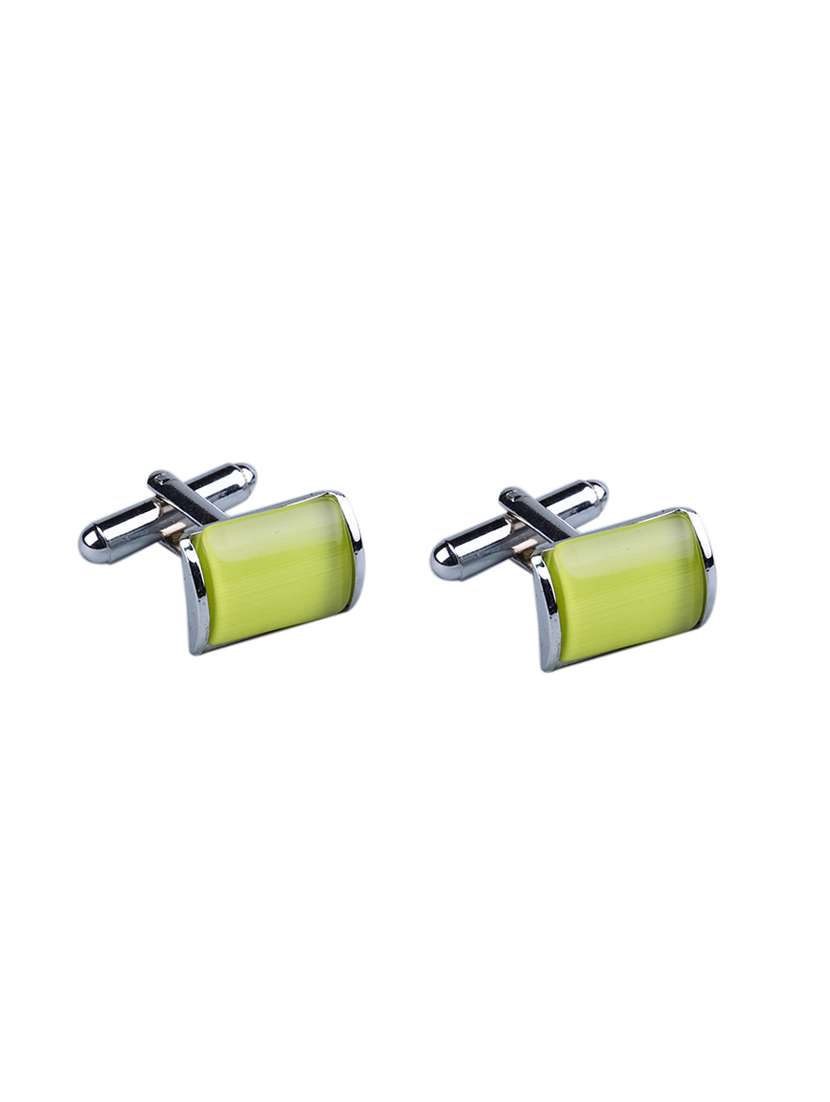 green metal cufflinks