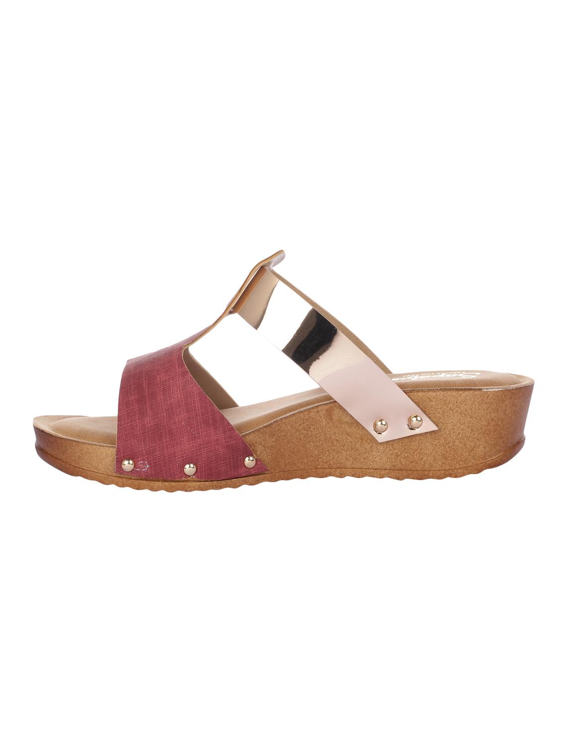 maroon synthetic slip on sandals - 16973755 - Standard Image - 1