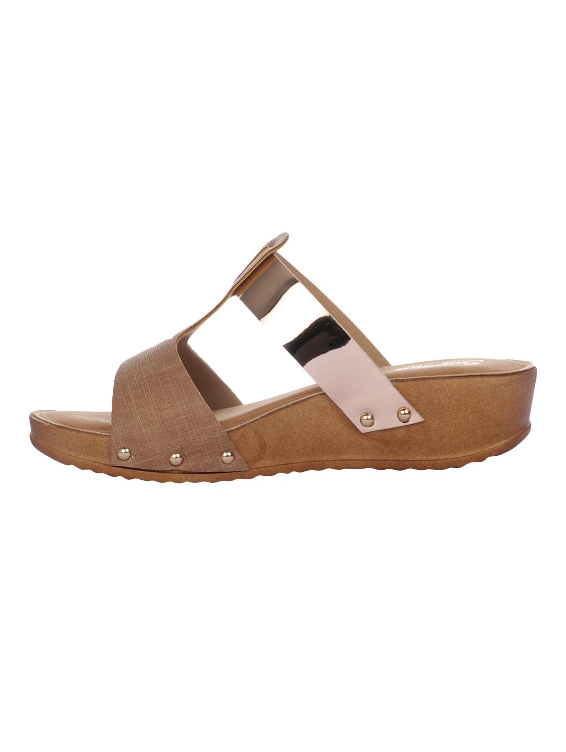 tan synthetic slip on sandals - 16973756 -  Standard Image - 1