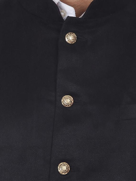black solid velvet nehru jacket - 16973787 - Standard Image - 4