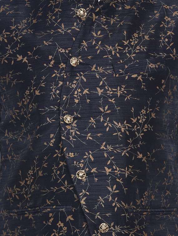 blue printed silk nehru jacket - 16973791 -  Standard Image - 4