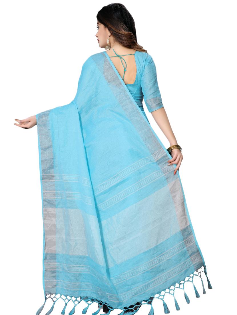 plain woven saree with blouse - 16974234 -  Standard Image - 1