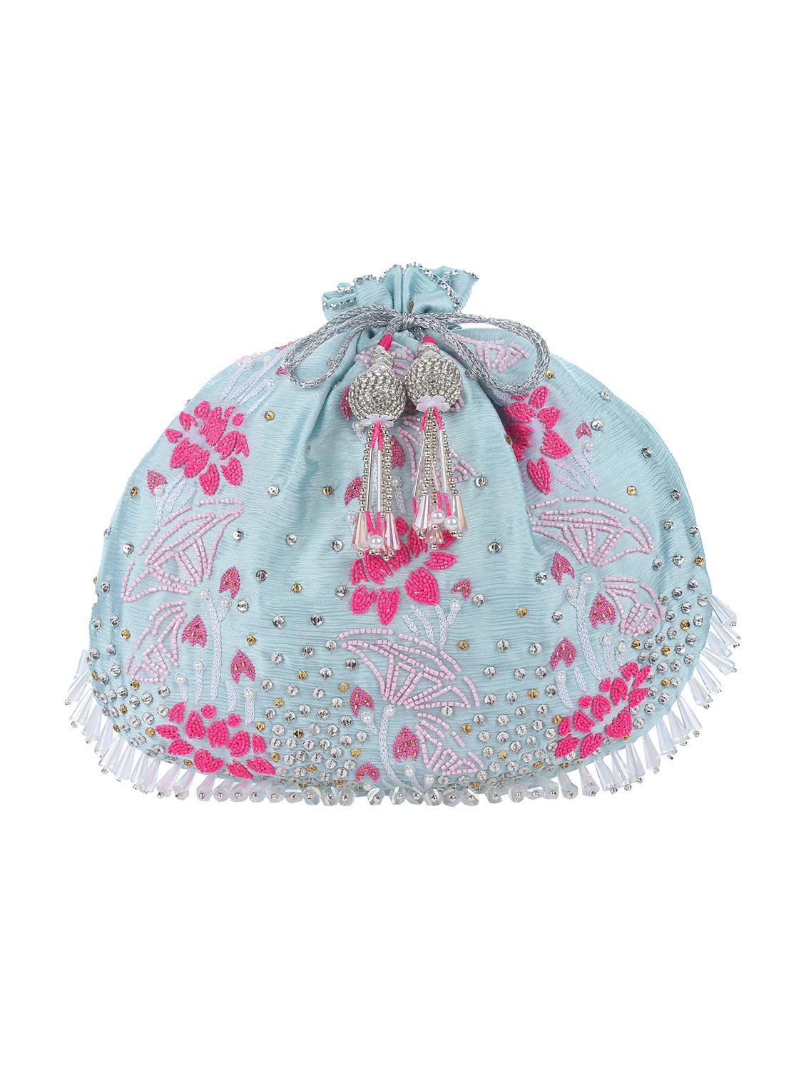 blue silk quirky potli - 16978679 - Zoom Image - 0