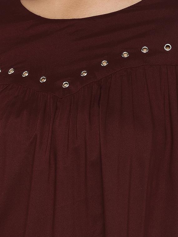 eyelet detail gathered peasant top - 16978958 - Standard Image - 4