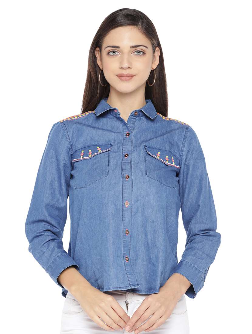 embroidered denim shirt 