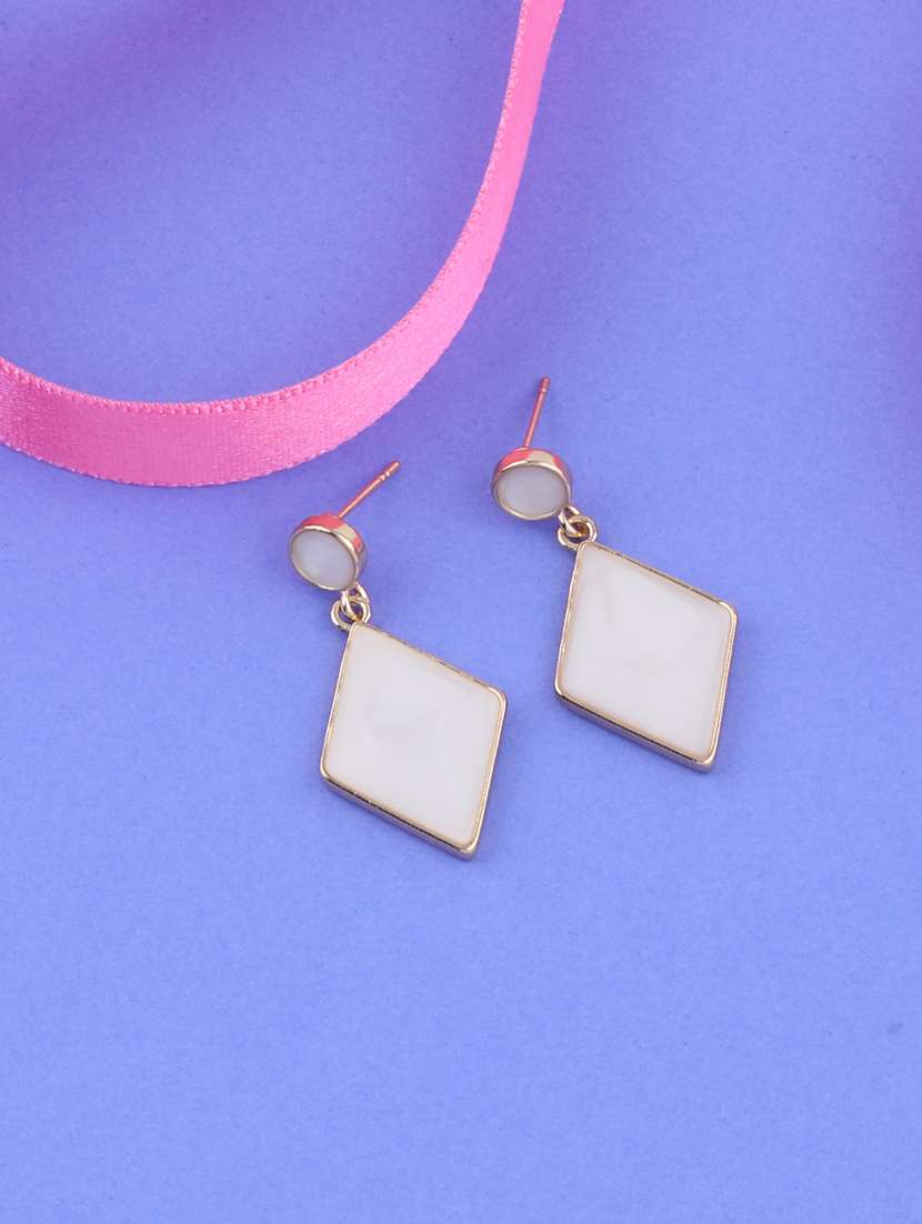 white metal drop earring - 16979425 -  Standard Image - 1