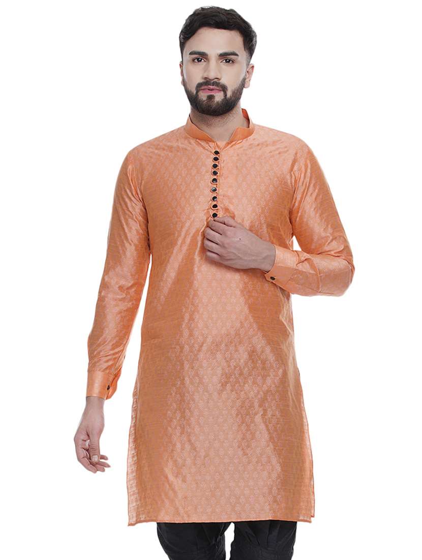 men self design mandarin neck long kurta