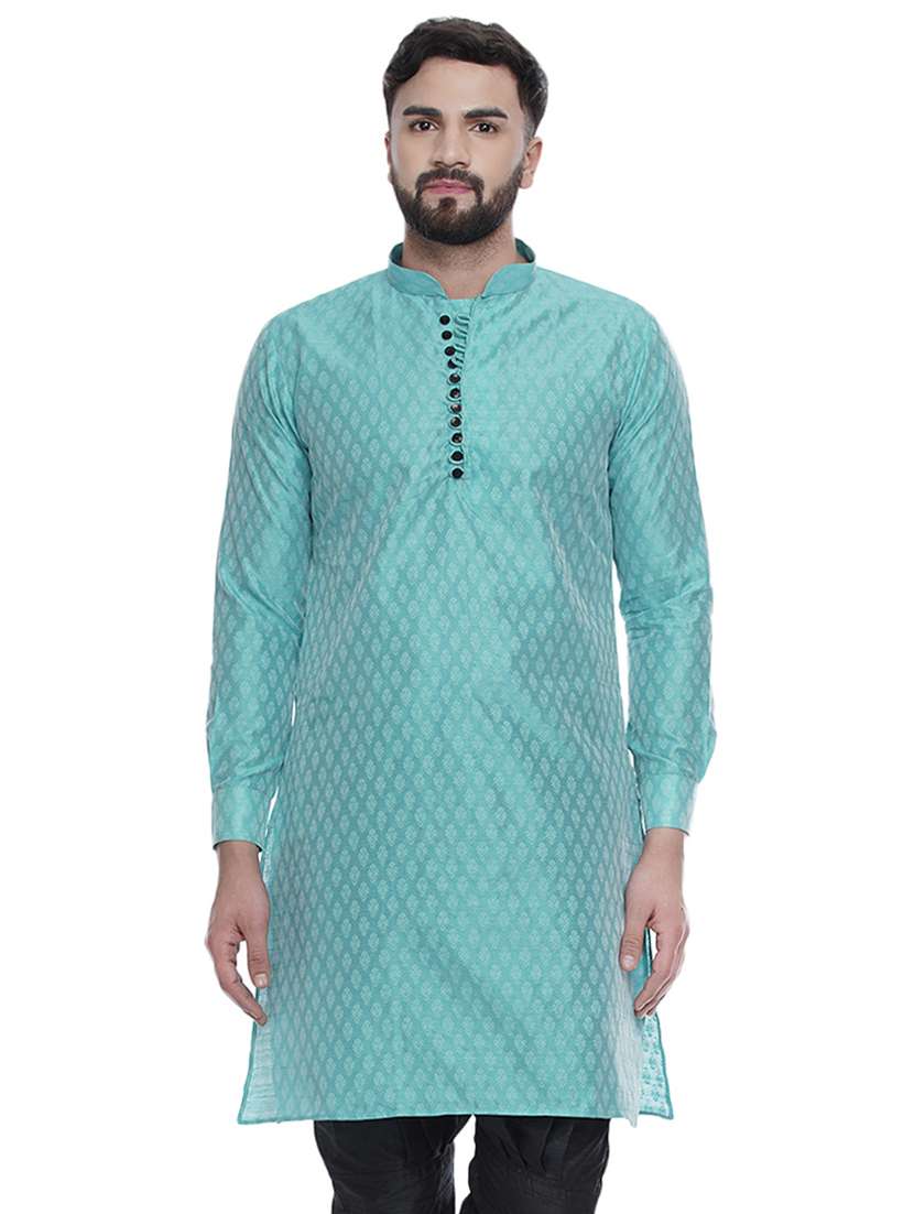 men self design mandarin neck long kurta