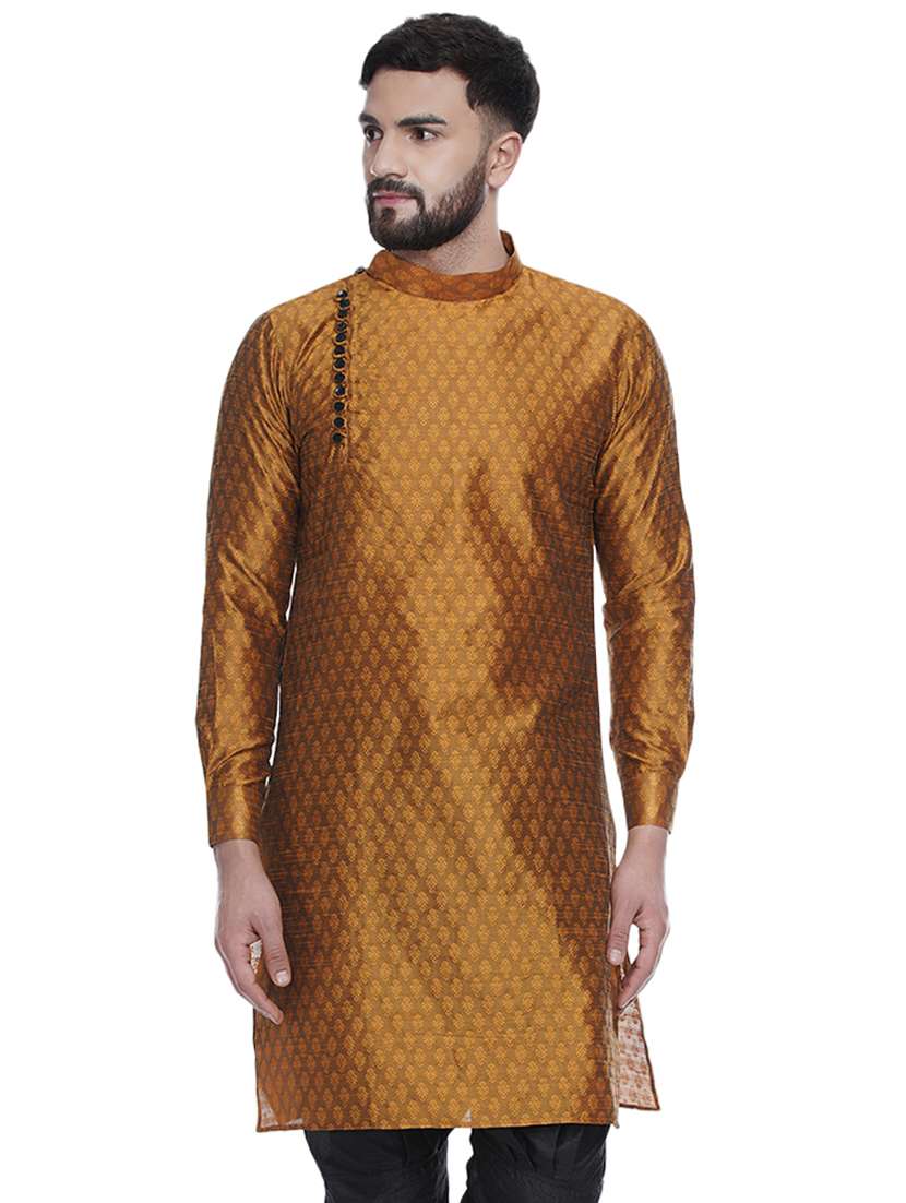 brown jacquard silk blend medium kurta