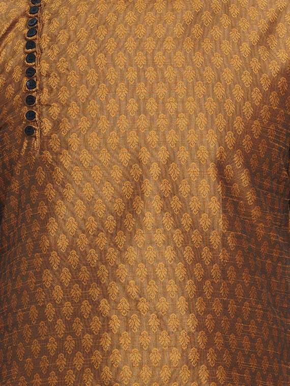 brown jacquard silk blend medium kurta - 16979468 -  Standard Image - 4