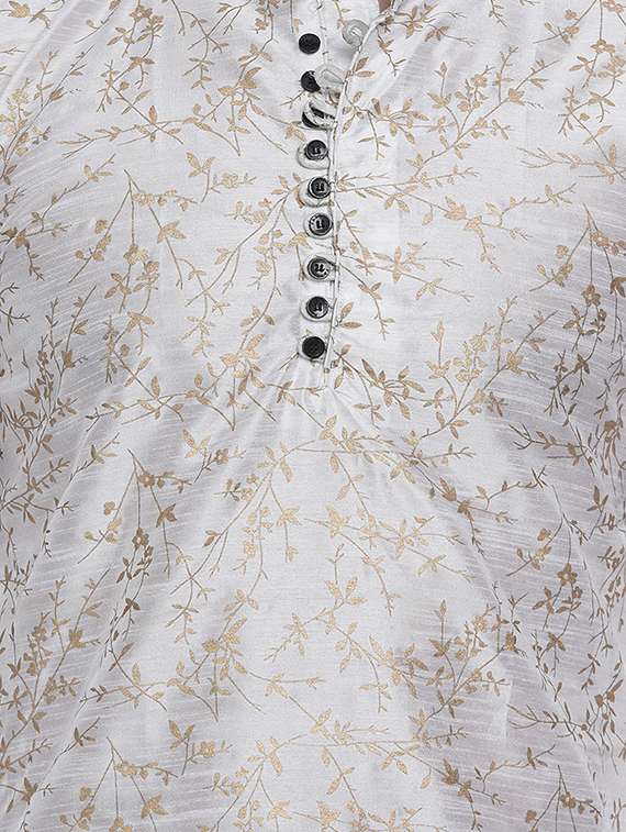 white self-designed silk medium kurta - 16979479 -  Standard Image - 4