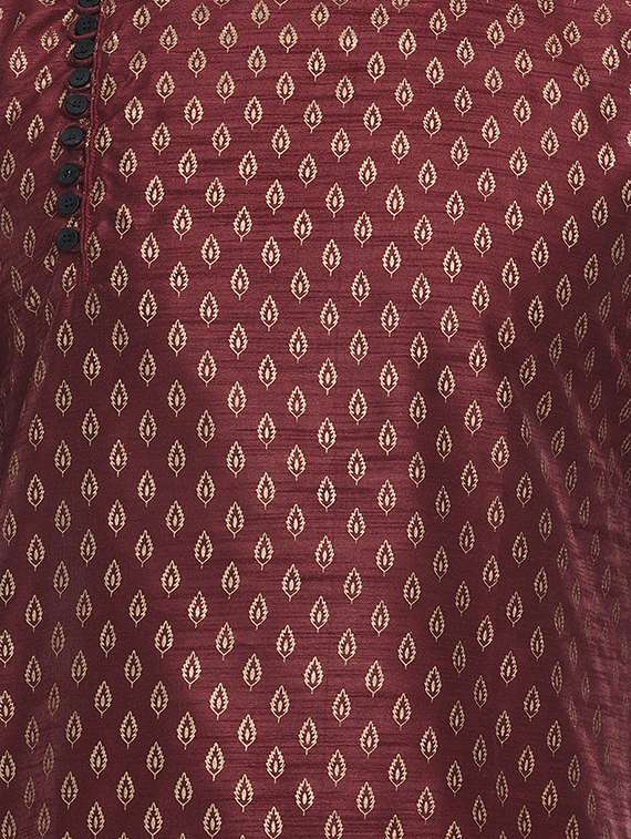 red printed silk blend medium length kurta - 16979483 -  Standard Image - 4