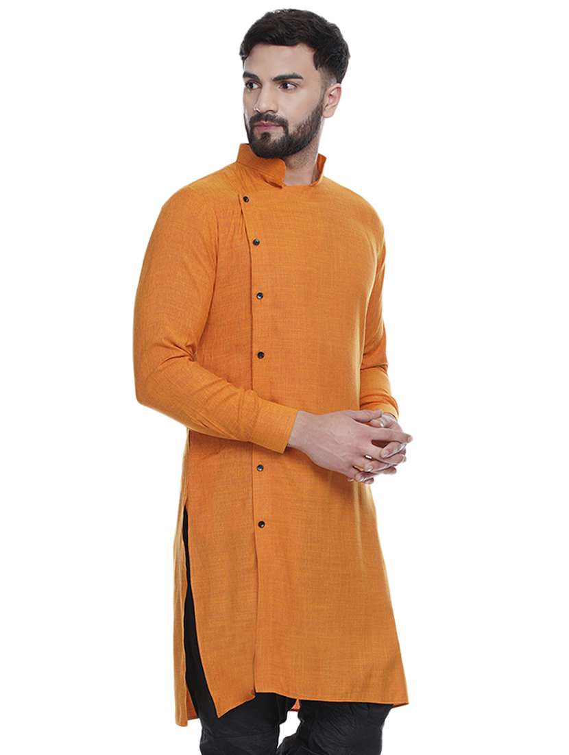 orange solid medium length kurta - 16979488 -  Standard Image - 1