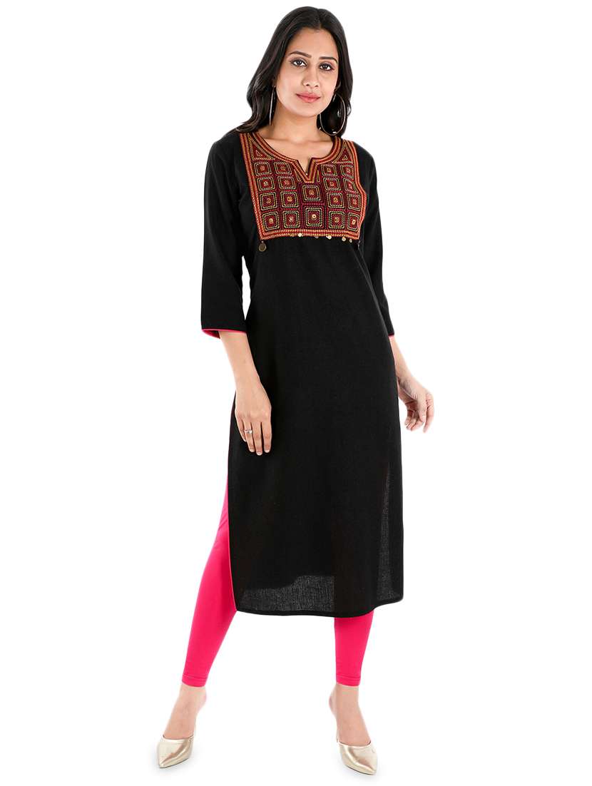 yoke embroidered straight kurta