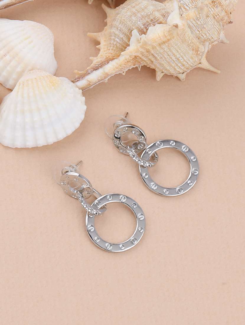 silver metal drop earring - 16979634 - Standard Image - 1
