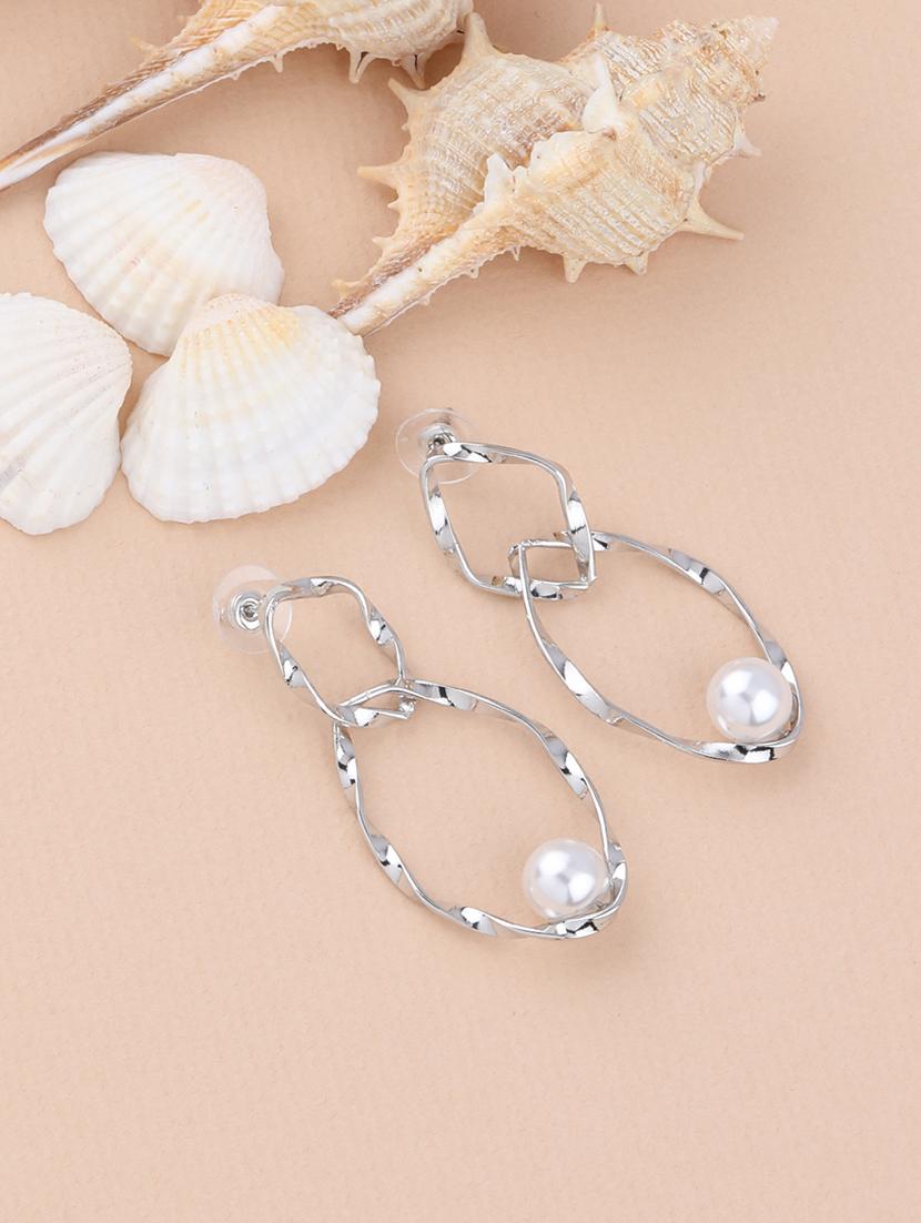 silver metal drop earring - 16979635 - Standard Image - 1