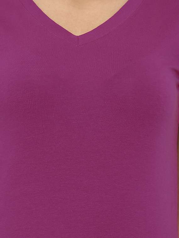 women's plain v neck t-shirt - 16979816 - Standard Image - 4