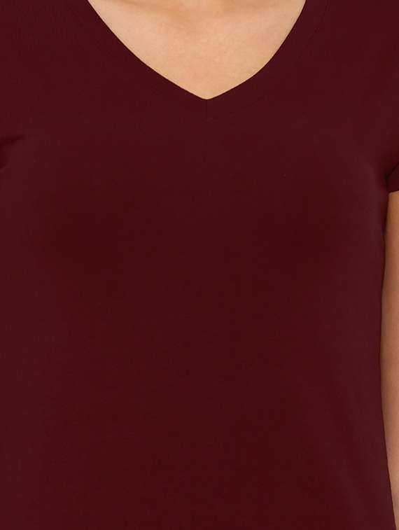women's plain v neck t-shirt - 16979822 - Standard Image - 4