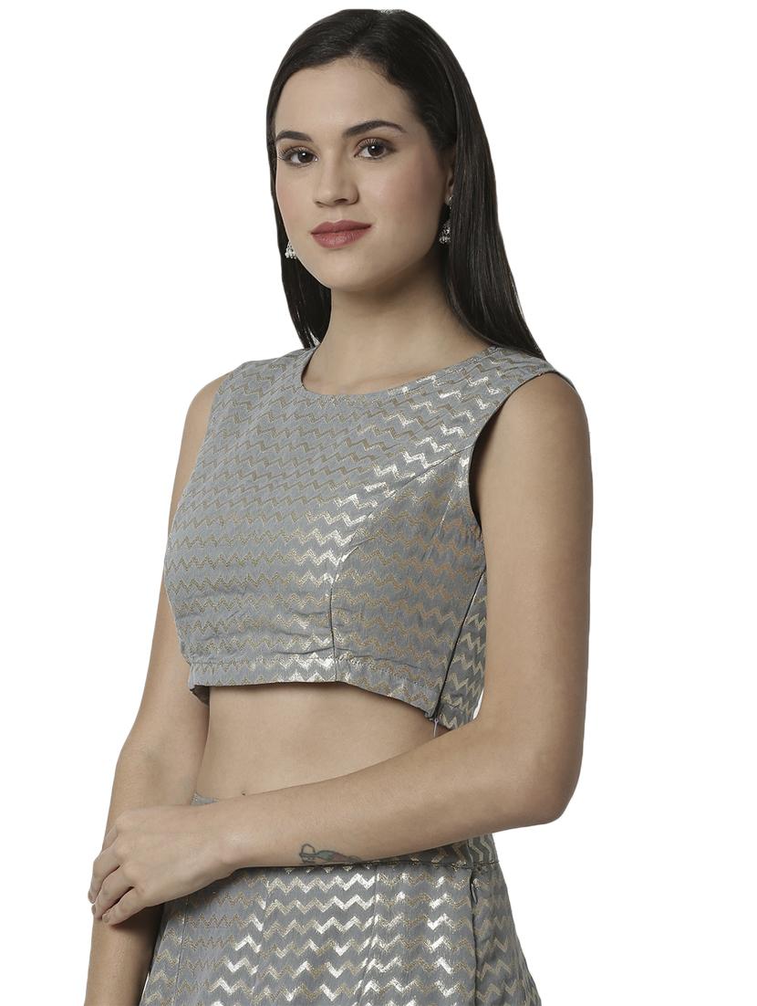 grey viscose printed blouse - 16979853 -  Standard Image - 1