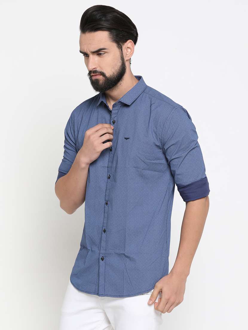 mens micro print casual shirt - 16980144 -  Standard Image - 1