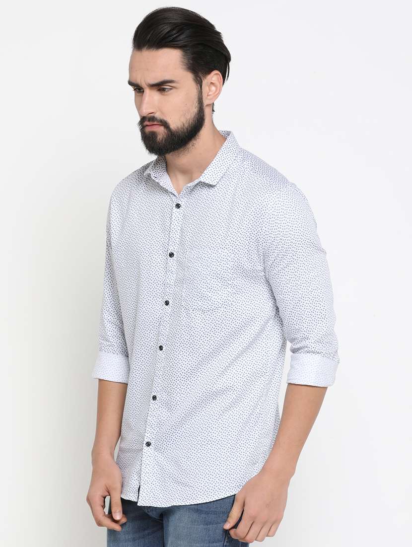 mens micro print casual shirt - 16980204 -  Standard Image - 1