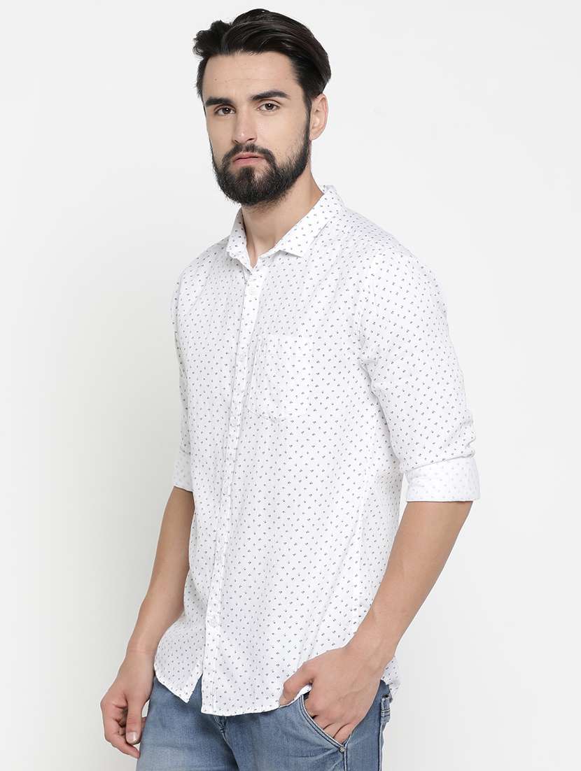 mens micro print casual shirt - 16980216 -  Standard Image - 1