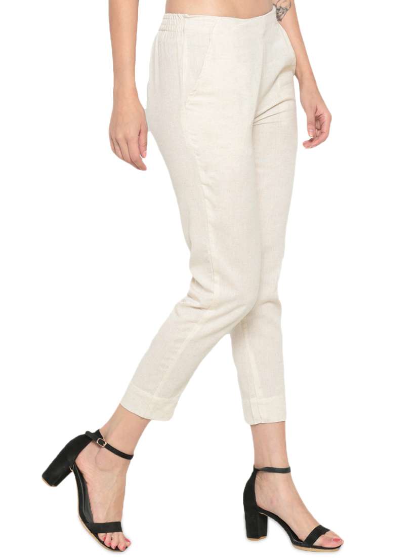 beige cotton tapered pant - 16980363 - Standard Image - 1