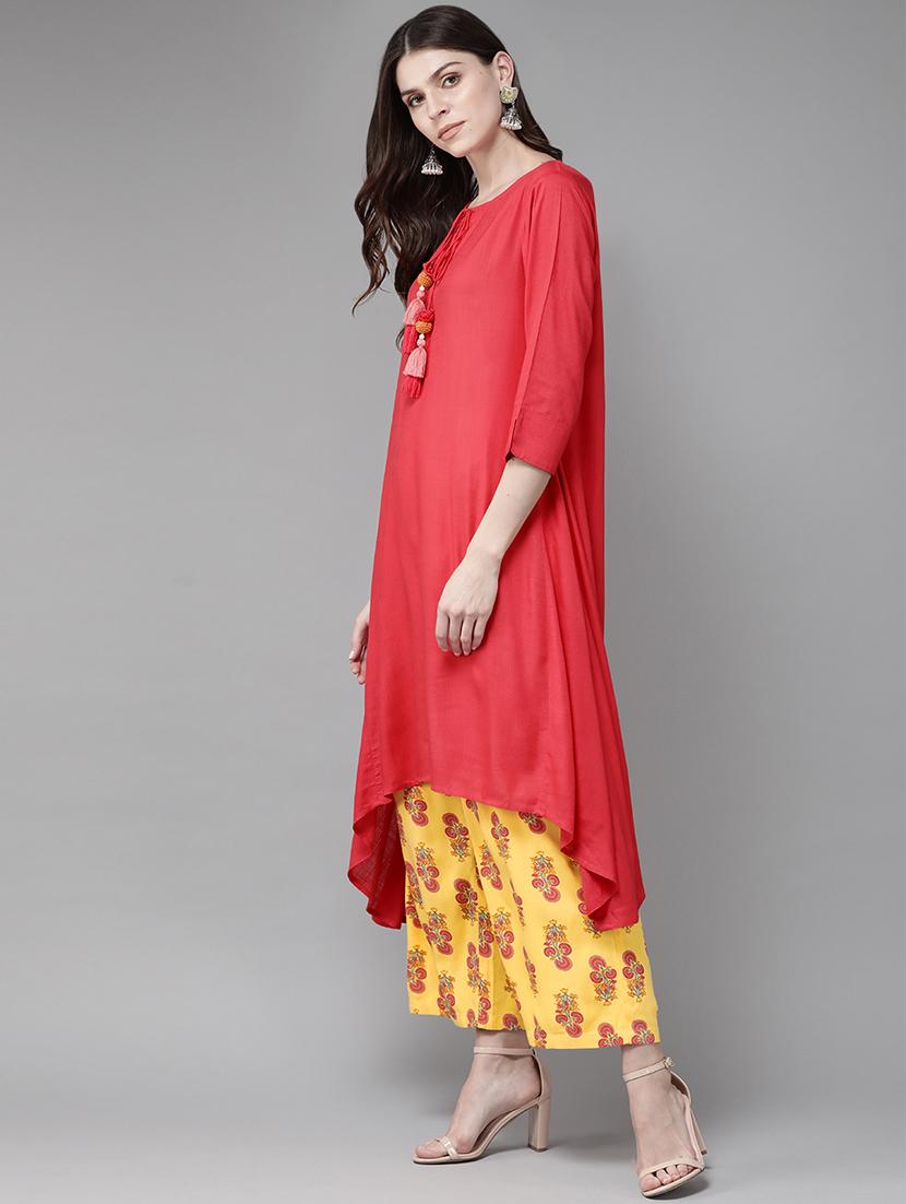 women three quarter sleeve kurta palazzo with dupatta set - 16980762 -  Standard Image - 1