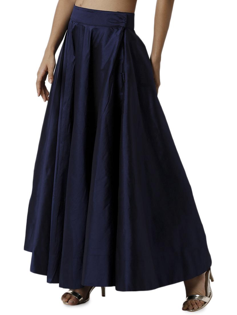 blue polyester flared skirt - 16981291 - Standard Image - 1