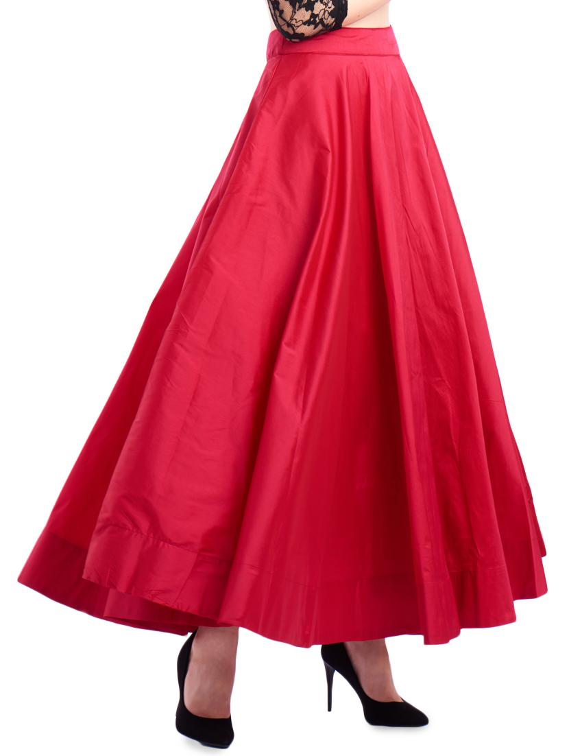 pink polyester flared skirt - 16981298 - Standard Image - 1