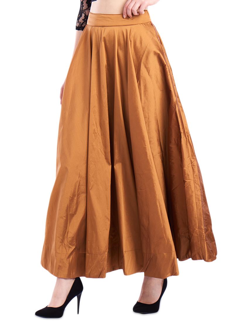 gold flared skirt - 16981300 -  Standard Image - 1