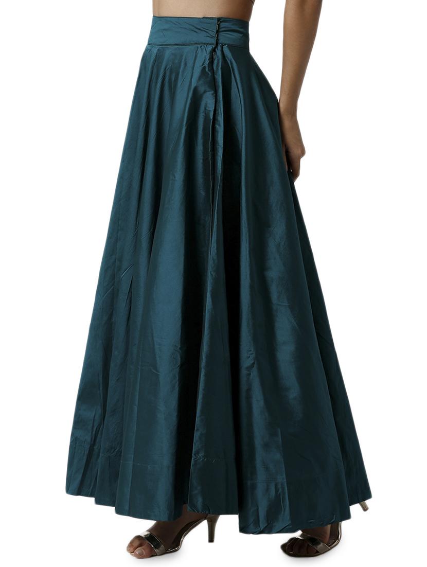green polyester flared skirt - 16981305 -  Standard Image - 1