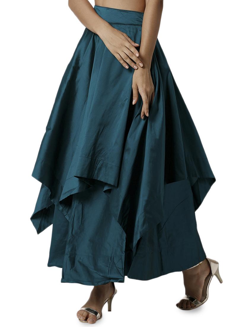 green polyester layered flared skirt - 16981306 - Standard Image - 1