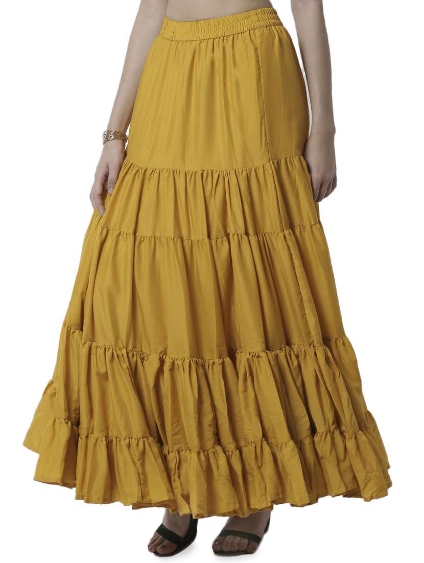 yellow cotton flared skirt - 16981310 -  Standard Image - 1
