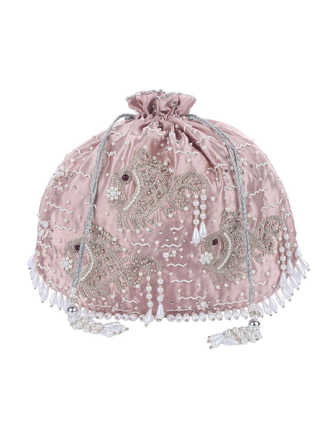 pink satin quirky potli