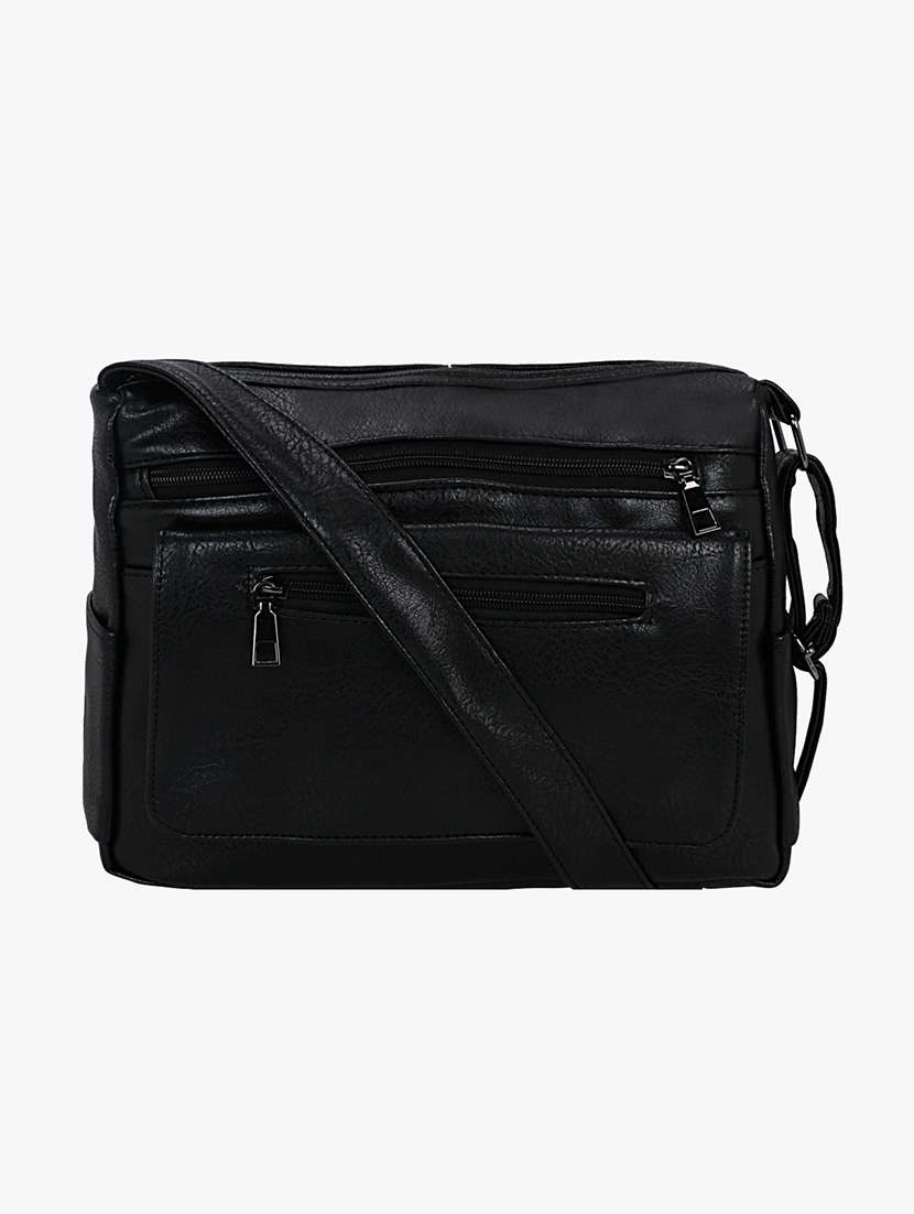 black solid regular sling bag