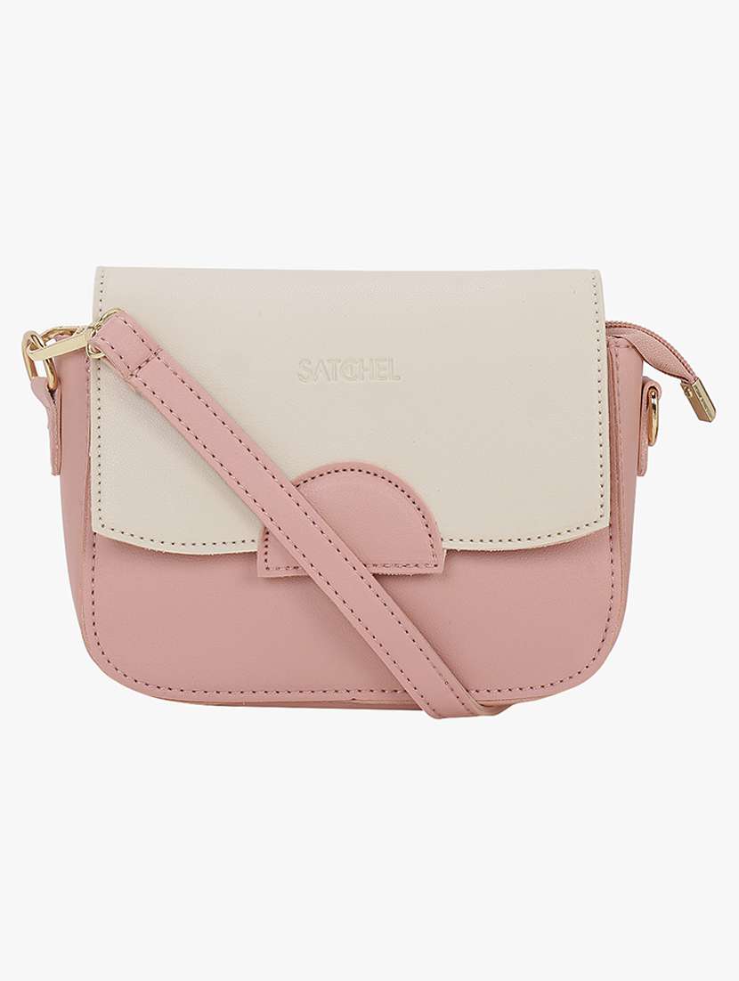 pink leatherette (pu) sling bag