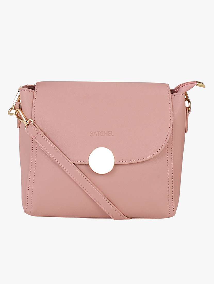 pink leatherette (pu) sling bag