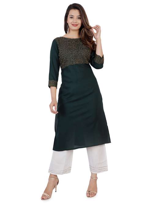 yoke embroidered straight kurta - 16986661 -  Standard Image - 0
