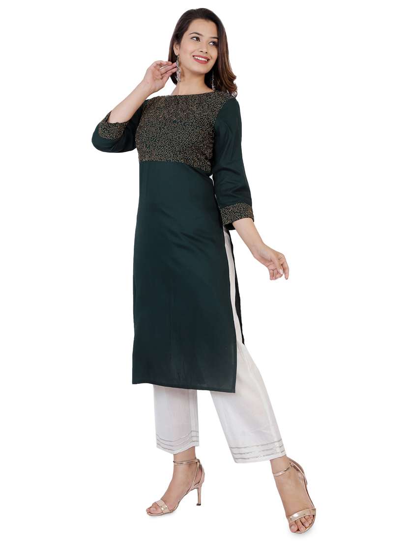 yoke embroidered straight kurta - 16986661 -  Standard Image - 1